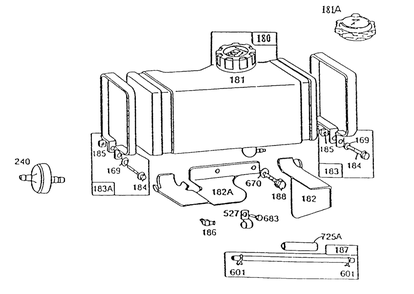 Fuel Tank Assembly Diagram and Parts List for 191702-6033-XX  Briggs and Stratton Engine